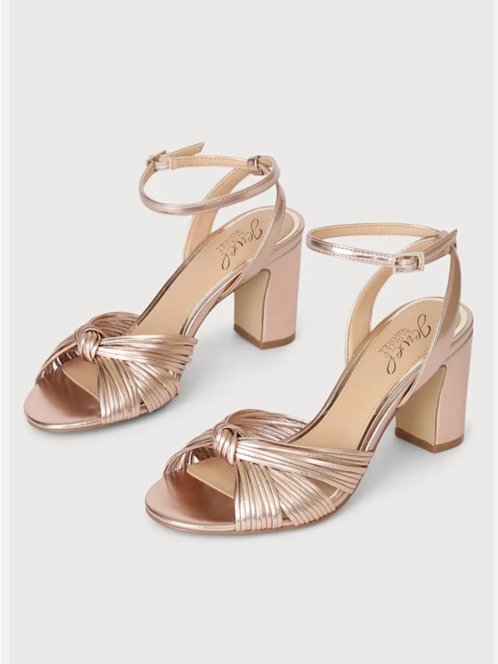 Badgley Mischka Rose Gold Block Heel Sandal